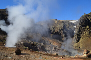 Fumaroles and Steam on the Rugged Icelandic Landscape