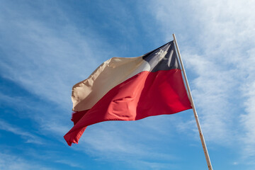 flag of chile  on the wind