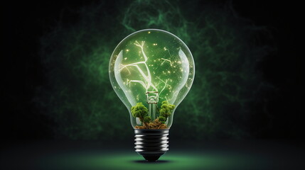 Light bulb with green renewable energy and electric light