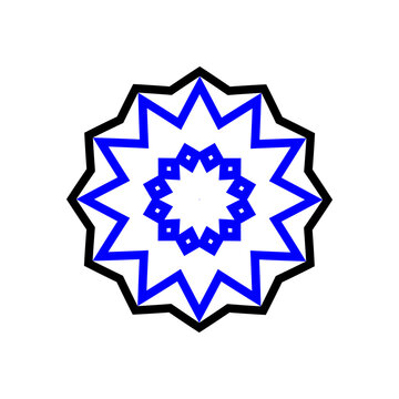 recommend clip art: wölfeckiger stern aus blauen und schwarzen linien in form eines stilisierten schneekristall, modern art