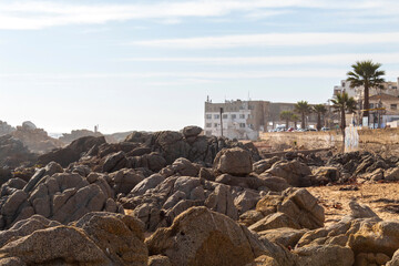 view of the beach in the region sea Renaca beach  Vina del Mar, Valparaiso, Chile