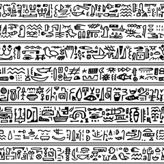 Monochrome egypt black white line art vector seamless pattern. Can be used as border for childish textile, book covers, wallpapers for egyptian lovers