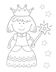 easy princess coloring page. you can print it on 8.5x11 inch paper © BaMic illustrations