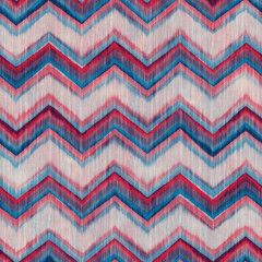 Beige, Blue and Red Watercolor-Dyed Effect Textured Chevron Pattern