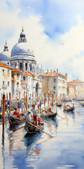Fototapeta premium Watercolor painting, Venice