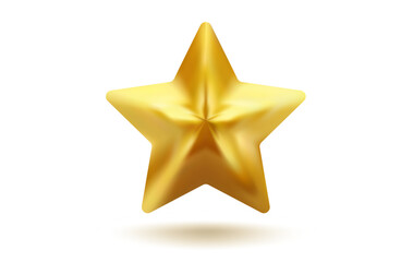 Vector icon of golden star in realistic 3D style. Achievements for games or customer rating feedback of website. Vector illustration of gold star in realistic style.