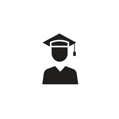 Graduated student Glyph version. sign for mobile concept and web design. Person with graduation cap outline vector illustration. 