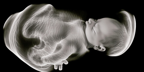 Ultrasound of a baby - Generative AI - obrazy, fototapety, plakaty