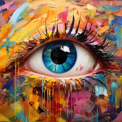 colorful oil painting of an eye