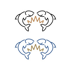 fish with crown simple vector illustration