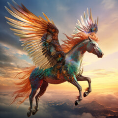 Fototapeta na wymiar Flying Horse Pegasus - Mythical Creature