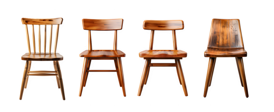wooden chair furniture isolated on transparent background ,wooden chair isolated clip art ,generative ai