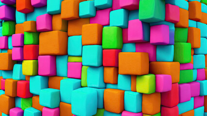 Fototapeta na wymiar Stack of colourful 3D Cubes | AI Generated