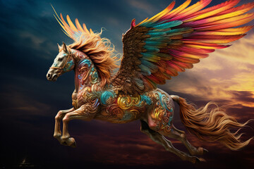Fototapeta premium Flying Horse Pegasus - Mythical Creature