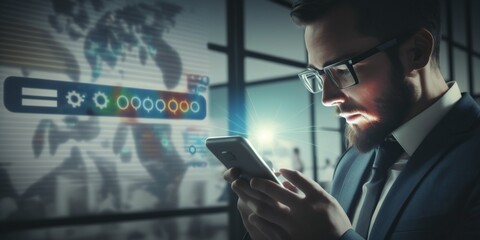 Businessman using mobile smartphone
