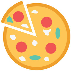 Obraz premium A yummy pizza flat icon, fast food 