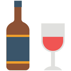 Modern flat icon of wine, alcoholic drink 