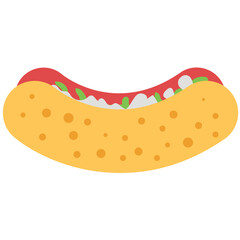A hot dog sandwich flat round icon