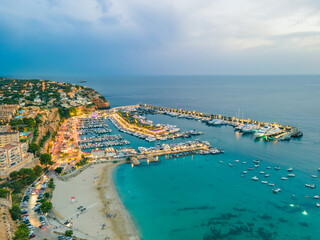 Fototapeta premium Port Adriano, Mallorca from Drone