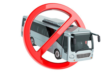 Bus with forbidden symbol. 3D rendering