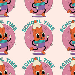 Back to school seamless pattern for printing vector hand draw illustration pencil