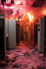 Computer Server Room On Fire 