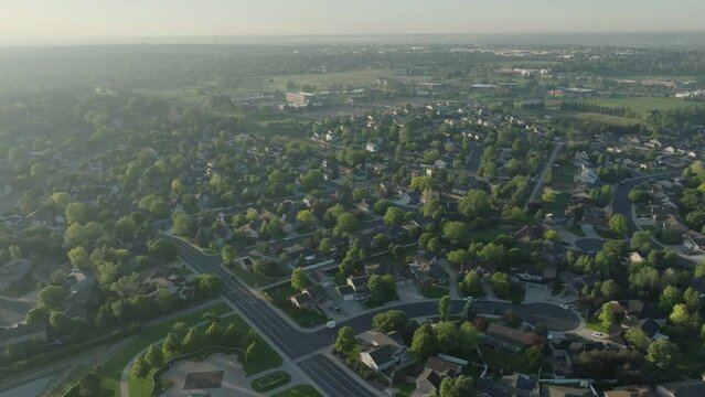 Aerial View of a City in Northern Colorado During Sunrise