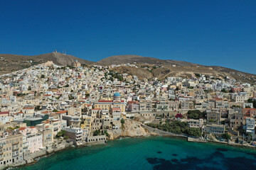 Fototapeta na wymiar Aerial photo of Ermoupoli in Syros, Greece