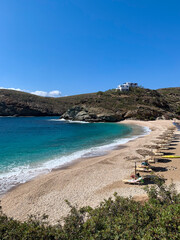 Hot summer day on Vitali Beach in Andros, Greece