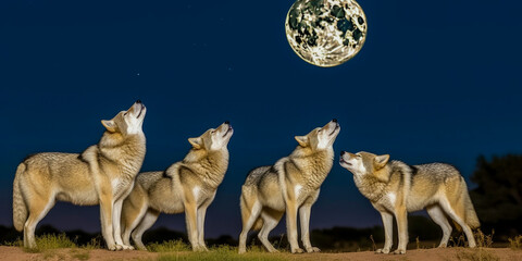 Fototapeta premium Wolves in action - Generative AI