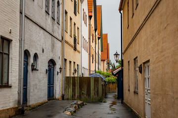 Alley in medieval and Hansa inspired  living area Jakriborg in Hjarup, Sweden