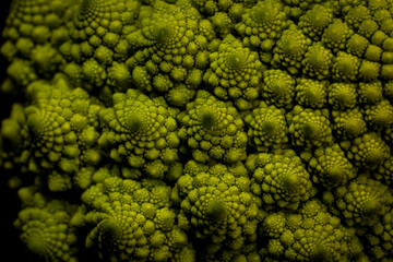 fresh broccoli close up. romanesco close up. spiral vegetables