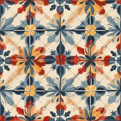 Seamless pattern illustration in traditional style - like Portuguese tiles