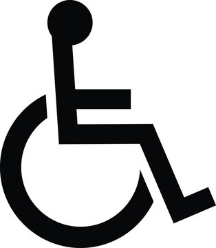 Handicap parking sign vector. Stick figure in wheelchair disability symbol.