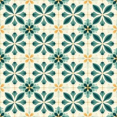 Fototapeta premium Seamless pattern illustration in traditional style - like Portuguese tiles