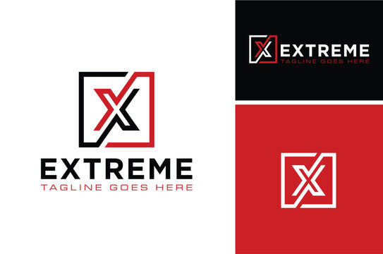 Initial Letter X for eXplore eXport eXtreme eXpert eXpedition with Square Shape Lines logo design