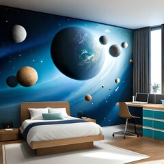 space inspired kids bedroom