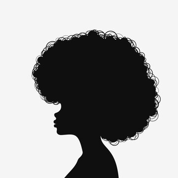 African American Woman Profile. Black Silhouette. Vector Illustration