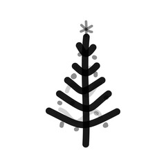Christmas tree simple line art doodle