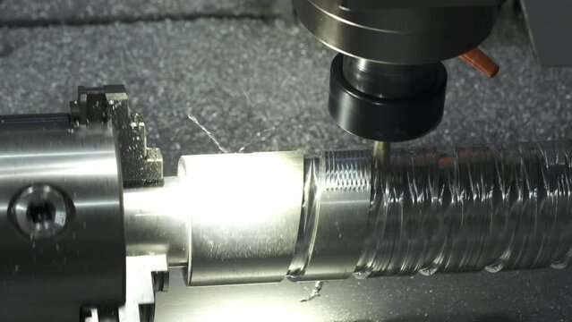 industrial metalworking cutting process by milling cutter, industrial metalworking concept, Metal drill. Metal industrial machines and tools