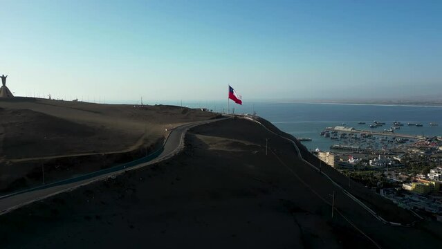 Morro de Arica is a steep hill located in the Chilean city of Arica. Its height is 139 metres above sea level. A giant flag of Chile is flown on its summit.

