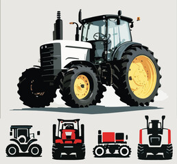 Tractor Logo Vehicle Set Vector