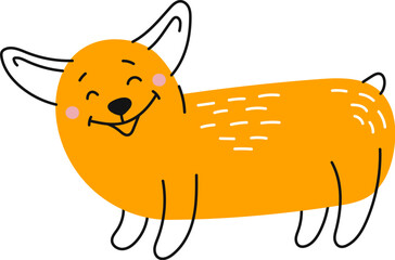 Obraz premium Shiba inu dog with face doodle, cartoon puppy character. Vector hand drawn funny kawaii animal, adorable canine dog portrait