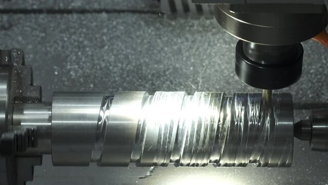industrial metalworking cutting process by milling cutter, industrial metalworking concept, Metal drill. Metal industrial machines and tools