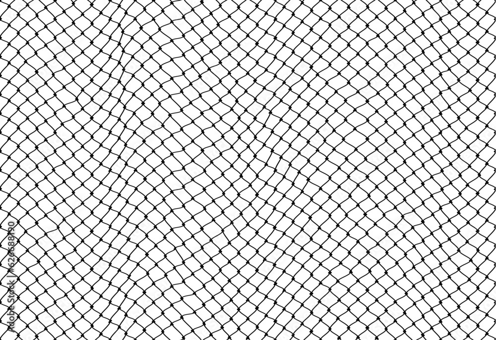Fototapete soccer goal mesh, fishnet pattern or fish net background, vector seamless texture. black rope net pa