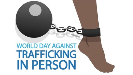 Against trafficking in person female leg, art video illustration.