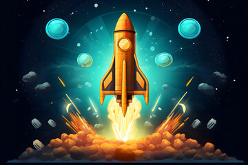 A picture of a rocket in launch would be ideal for your company's advertisements and for the background.