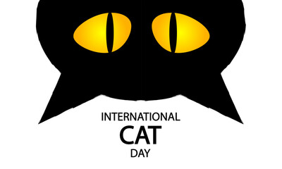 Cat day international head, vector art illustration.