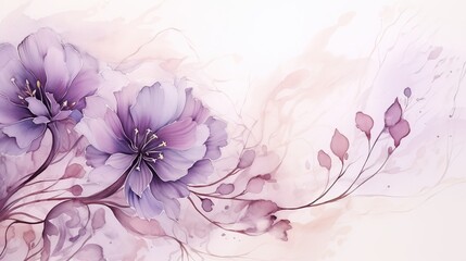 Fototapeta na wymiar Purple rose and falling petals flower. Watercolor, AI generated image
