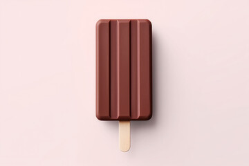 Chocolate block of ice cream on stick. Popsicle